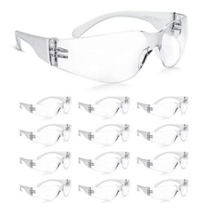 amoolo Clear Safety Glasses Bulk of 48, Protective Eyewear for Men Women, Scratch & Impact Resistant Eye Protection for Work, Lab, Construction