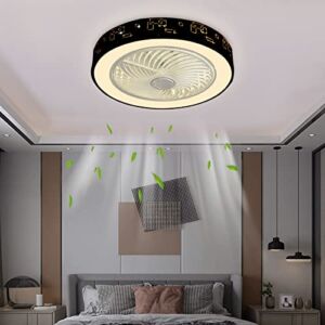 Mittory Modern Ceiling Fans with Lights 20 Inch Low Profile Ceiling Fan 36W Flush Mount Ceiling Fan with Lights Remote Control Dimmable 3-Color Timing Bladeless Ceiling Fan for Bedroom Liv