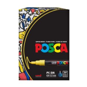 Posca Full Set of 24 Acrylic Paint Pens with Reversible Fine Point Pen Tips, Posca Pens are Acrylic Paint Markers for Rock Painting, Fabric, Glass Paint, Metal Paint, and Graffiti