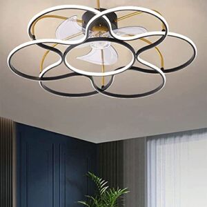 KRIMED Nordic Ceiling Integrated Fan Lamp Ceiling Fans with Lights, Exquisite Ceiling Fan with Lights,Home Mute Flush Mount Ceiling Fans, for Bedroom/Living Room/Kids Room.