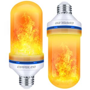 CPPSLEE Christmas Decorations LED Flame Light Bulbs, 4 Modes Fire Light Bulbs, E26 Base Flame Bulb with Upside Down Effect, Christmas Party, Indoor and Outdoor Home Decoration(Yellow, 2 PCS)