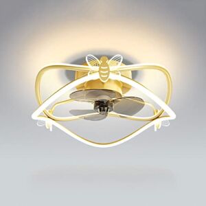 XFSHZWN LED 60W Diameter 50cm Ceiling Fan with Lights ABS Invisible Fan Blade Dimmable Flush Mount Ceiling Fan Light with Remote Control APP Connection Ceiling Lamp with Fan for Bedroom