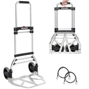Vergo Industrial 275 lb Capacity Folding Hand Truck Dolly Cart with Telescoping Handle, Aluminum Foldable Cart with Wheels (S300BT)