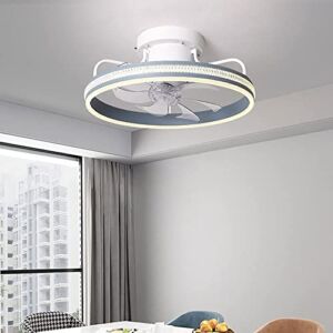 ZCYOU 50cm Ceiling Fan with Light and Timer，Living Room Bedroom Dining Room Fan Light，Dimmable LED Dimmable Mute Shake Head Ceiling Fan with Timer
