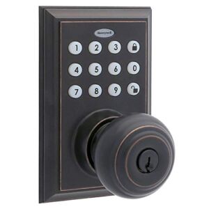 Honeywell Safes & Door Locks BLE Electronic Entry Knob with Keypad, Square Faceplate, Satin Nickel
