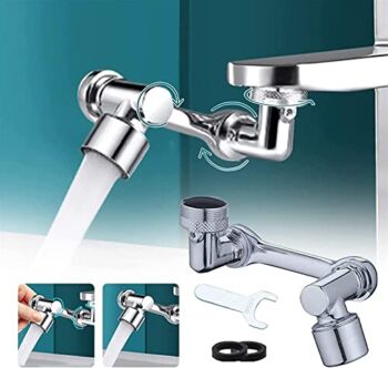 Rotating 1080° Robotic Arm Faucet -【Universal Model】Splash Filter Faucet, Large Angle Rotating Robotic Arm Water Nozzle Faucet Adaptor w/ 2 Water Outlet Modes, Faucet Extender for Face Wash Gargle | The Storepaperoomates Retail Market - Fast Affordable Shopping