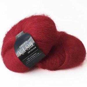 Drops Mohair and Silk Yarn Kid-Silk, 0 or Lace, 2 Ply, 0.9 oz 230 Yards per Ball (14 Red)