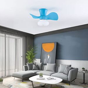 BeiseYu 22″ Small Ceiling Fan with Lights, Modern Low Profile 3 Blade Ceiling Fans Flush Mount, Adjustable Color Temperature Quiet Mini Ceiling Fans Lights for Bedroom Dining Room, Blue