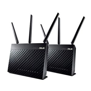 ASUS RT-AC68U AiMesh (2 pack) AC1900 Whole Home Dual-band AiMesh Mesh Wifi System, AiProtection Lifetime Security by Trend Micro, Adaptive QoS, Parental Control