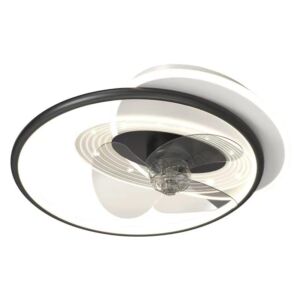 3 Colors Dimming, Invisible Fan Light, Modern Design, Ceiling Fan Light for Living Room Bedroom Showroom, Black, 110V