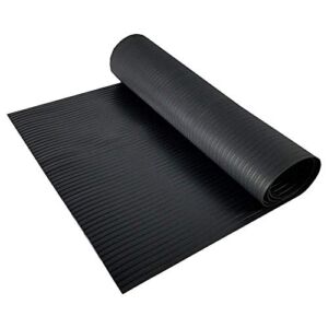 Resilia – Black Plastic Floor Runner/Protector – Embossed Wide Rib Pattern, (27 Inches Wide x 6 Feet Long)