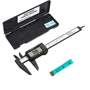 Digital Caliper, 0-6″ Calipers Measuring Tool – Electronic Micrometer Caliper, Auto-Off Feature, Inch and Millimeter Conversion+ 1 Pack Tape Measure Measuring Tape for Household/DIY Measurement…
