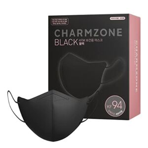 CHARMZONE KF94 Protective Disposable Mask 25 pieces White/Black/Grey Large Individually Packed Made in Korea (25pc, Large Black)