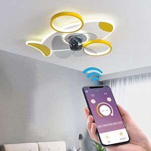 NIAOERFEN Children’s Room Airplane Ceiling Fan with Light, APP Dimmable Ceiling Fan Lamps with Remote Control,3 Color Temperature & 3 -Wind Speed Ceiling Fan Light for Bedroom Ceiling Lamp,White