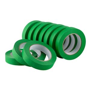LICHAMP 10 Pack Green Painters Tape 1 inch, Medium Adhesive Green Masking Tape Bulk Multi Pack, 1 inch x 55 Yards x 10 Rolls (550 Total Yards)