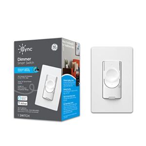 GE CYNC Smart Dimmer Light Switch, No Neutral Wire Required, Bluetooth and 2.4 GHz Wi-Fi Switch, Works with Alexa and Google Home (1 Pack) Packaging May Vary