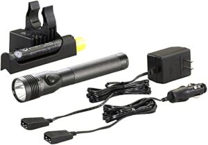 Streamlight 75458 Stinger DS LED HL 800-Lumen Rechargeable Dual Switch Flashlight with 120-Volt AC/12-Volt DC Smart Charge Piggyback Charger (NiMH), Black