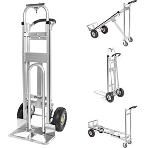 Vergo Industrial AS7A2 Aluminum Convertible Hand Truck Dolly Cart with Loop Handle 700 lbs Capacity (3 Positions, 53″ High)