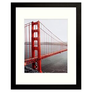 Frametory, 11×14 Picture Frame – Made to Display Pictures 8×10 with Mat or 11×14 Without Mat – Wide Molding – Pre-Installed Wall Mounting Hardware (Black, 1 Pack)