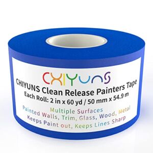 CHIYUNS Blue Painters Tape 2 inch Wide 60 Yards Long, 180 Feet Total, Clean Release Paint Tape, Painter’s Tape, Masking Tape, Painter Tape, Painting Tape for Walls, Home