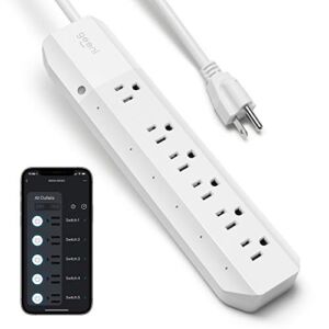 Geeni Surge 6-Outlet Smart Extension Cord, Surge Protector and Cord Extender, Works with Alexa, Google Assistant, Requires 2.4 GHz WiFi, 3 Feet