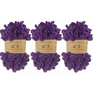JubileeYarn Fun Finger Loops Yarn – Polyester Jumbo Loop Yarn – 100g/Skein – Ultra Violet – 3 Skeins