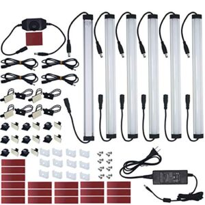Under Cabinet LED Lighting Kit Plug in or Hardwired, 6 pcs 12 Inches Cabinet Light Strips, 2000 Lumen, Super Bright, for Kitchen Cabinets Counter, Closet, Shelf Lights, 31W, Warm White (6 Bars Kit)
