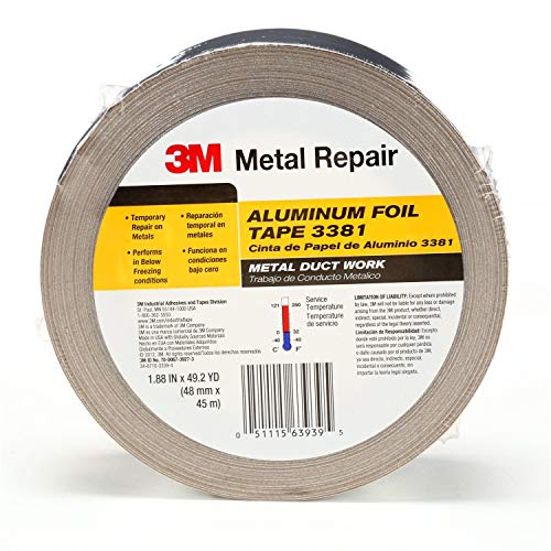 3M Aluminum Foil Tape 3381, 1.88 in x 50 yd, 2.7 mil, Silver, HVAC, Sealing and Patching, Moisture Barrier, Cold Weather, Air Ducts, Foam Sheathing Boards, Insulation, Metal Repair | The Storepaperoomates Retail Market - Fast Affordable Shopping