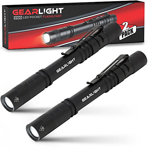 GearLight S100 LED Pocket Pen Light- 2 Small, Compact Flashlights with Clip for Tight Spaces, Police Inspection, Nurses & Medical Use | The Storepaperoomates Retail Market - Fast Affordable Shopping