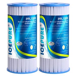 10″ x 4.5″ Whole House Pleated Water Filter Replacement for GE FXHSC, Culligan R50-BBSA, Pentek R50-BB, DuPont WFHDC3001, W50PEHD, GXWH40L, GXWH35F, for Well Water, Pack of 2