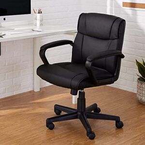 Amazon Basics Padded Office Desk Chair with Armrests, Adjustable Height/Tilt, 360-Degree Swivel, 275Lb Capacity – Black