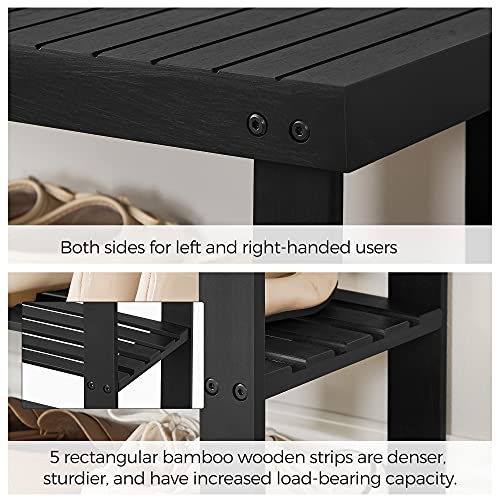 SONGMICS Shoe Rack Bench, 3-Tier Bamboo Shoe Organizer, Storage Shelf Holds Up to 264 lb, Ideal for Entryway Bathroom Living Corridor, Black ULBS04H | The Storepaperoomates Retail Market - Fast Affordable Shopping