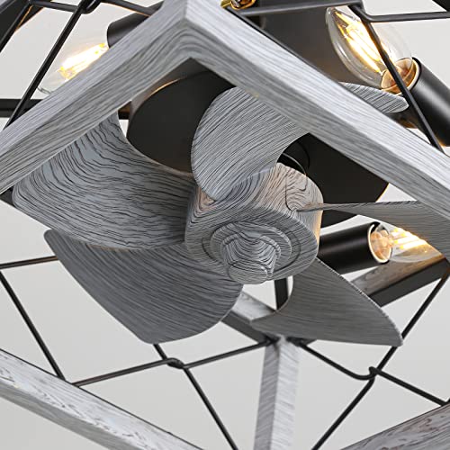 ycwdcz Cage Quiet Ceiling Fans with Lamps Reversible Dc Farmhouse Fan Ceiling Light with Remote Living Room Kitchen Summer & Winter Reversible | The Storepaperoomates Retail Market - Fast Affordable Shopping