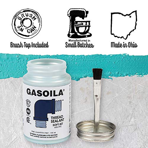 Gasoila Soft-Set Pipe Thread Sealant with PTFE Paste, Non Hardening, -100 to 600 Degree F, 1/2 Pint Brush, Blue | The Storepaperoomates Retail Market - Fast Affordable Shopping