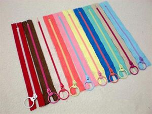 BABESA Zips，Zippers ，Zip，Sewing，Zipper，Durable 10 Colors 3# Resin 15-40cm Candy Colors for DIY Sewing Bag Garment, Round Ring Slider, Accessories (Color : Red, Length : 15cm) (Color : Mix 10 Colors)