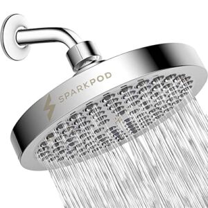 SparkPod Shower Head – High Pressure Rain – Luxury Modern Look – No Hassle Tool-less 1-Min Installation – The Perfect Adjustable Replacement For Your Bathroom Shower Heads (Luxury Polished Chrome)