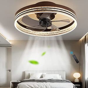 Ceiling Fan with Light, Ceiling Fan with Light and Remote Control, Super Quiet LED infinitely dimmable Ceiling Fan, Brown
