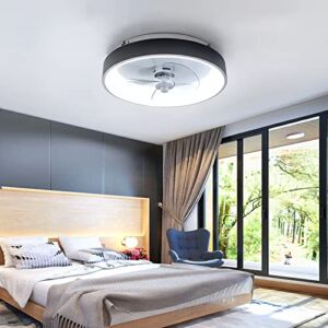 DDTP Ceiling Fans with Lights and Remote App Bladeless Ceiling Fans with Lamps Dimmable Quietaaron Style Dc Motor Reversible 6 Speeds for Bedroom Lounge Kids Room,Black/Black