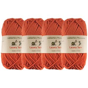 JubileeYarn Lacery Yarn – Bulky Weight Cotton – 100g/Skein – 407 Burnt Orange – 4 Skeins