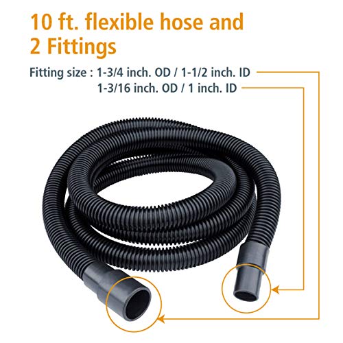 POWERTEC 70175 Dust Collection Hose with Fittings Plus Two Reducers , Black | The Storepaperoomates Retail Market - Fast Affordable Shopping