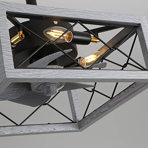 ycwdcz Cage Quiet Ceiling Fans with Lamps Reversible Dc Farmhouse Fan Ceiling Light with Remote Living Room Kitchen Summer & Winter Reversible | The Storepaperoomates Retail Market - Fast Affordable Shopping