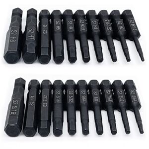 Hex Head Allen Wrench Drill Bit Set (10pc Metric & 10pc SAE), PTSLKHN Upgraded 1/4″ Quick Release Shank Magnetic Hex Bit Set – Perfect for IKEA Type Furniture