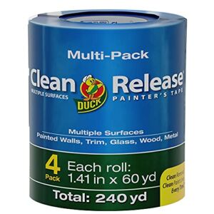 Duck Clean Release Blue Painter’s Tape 1.5-Inch (1.41-Inch x 60-Yard), 4 Rolls, 240 Total Yards, 240460