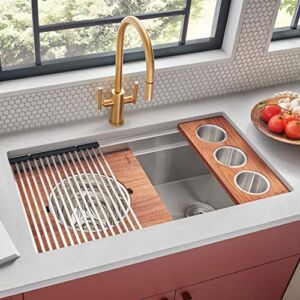 Ruvati 33-inch Workstation Ledge Kitchen Sink Undermount 16 Gauge Stainless Steel – RVH8222