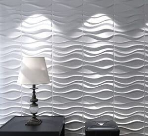 Art3d Decorative 3D Wavy Wall Panel Design Pack of 12 Tiles 32 Sq.Ft (Plant Fiber)