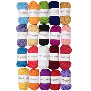 TYH Supplies 20 Mini Acrylic Yarn Skeins | 440 Yard Soft Yarn Medium Weight for Knitting, Crocheting and Craft Projects | 22 Yard Each Skein | Colorful Collection