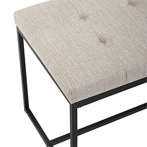 Walker Edison Modern Tufted Upholstered Entryway Bench Cushion Hallway Metal Bedroom Bench Ottoman, 48 Inch, Tan | The Storepaperoomates Retail Market - Fast Affordable Shopping