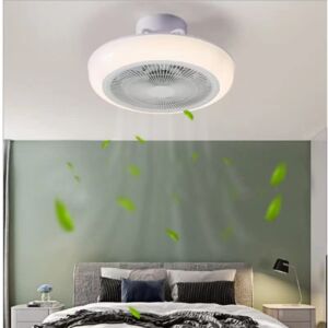 Modern Minimalist Bedroom Kids Room Fan Light, Ceiling Fan and App with Light and Remote Control Bladeless Ceiling Fan Silent Contemporary Ceiling Light LED Dimmable Fan Light 3 Speed Bedroom Kitchen