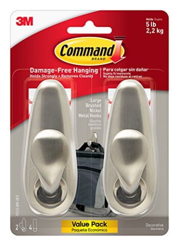 Command Forever Classic Large Metal Wall Hooks, Damage Free Hanging Wall Hooks with Adhesive Strips, No Tools Double Wall Hooks for Hanging Christmas Decorations, 2 Metal Hooks and 4 Command Strips | The Storepaperoomates Retail Market - Fast Affordable Shopping