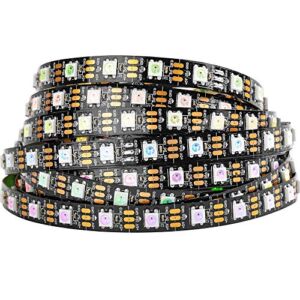 BTF-LIGHTING WS2812B RGB 5050SMD Individual Addressable 16.4FT 60Pixels/m 300Pixels Flexible Black PCB Full Color LED Pixel Strip Dream Color IP30 Non-Waterproof Making LED Screen LED Wall Only DC5V